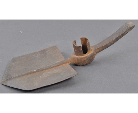 A scarce original WWI First World War British Army issued Entrenching Tool / pickaxe head. Usual form, with pick to one end a