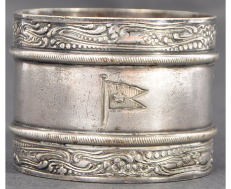 RMS Titanic Interest - an important c1912 Gorham Silversmiths Co made White Star Line silver plate napkin ring. Engraved Whit