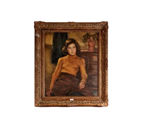 MISS SONIA A MERVYN, 1893-1977, OIL ON CANVAS, PORTRAIT OF JENNIFER WILLIAMS, DATED 1956. 76cm x 63cm. £100-£200. 