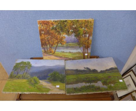Three French Post Impressionist oils, signed R Bailly and J. Saty