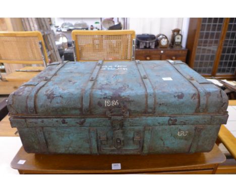 A tin trunk