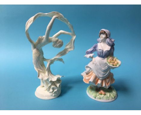 A Royal Worcester figure 'Spirit of the dance' and 'Rosie picking apples'