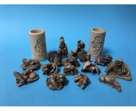 A collection of reproduction netsuke etc.