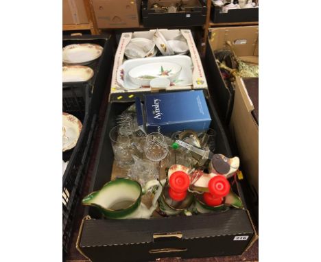 Two boxes, to include Royal Worcester and cut glass etc.