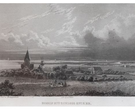 Brüggemann, Johann Wilhelm (1786 Göttingen-1866 Stralsund) "Bobbin mit Schloß Spiker auf Rügen", Stahlstich, 7x10 cm, im Pass