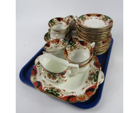 An Aynsley porcelain late 19thC part tea service, with floral decoration, pattern no. A4465, comprising; cream jug, sugar bow