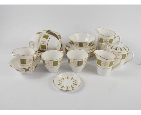 A Spode porcelain part tea service, decorated in the Persia pattern, comprising milk jug, pair of cream jugs, two graduated s