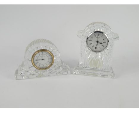 A Waterford cut glass mantel clock for Danbury Mint, and a Waterford large cottage clock, (2).