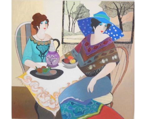 Itzchak Tarkay (Israeli, 20thC). Sweet Moments at Breakfast, limited edition print, 7/125, signed with certification, 44cm x 