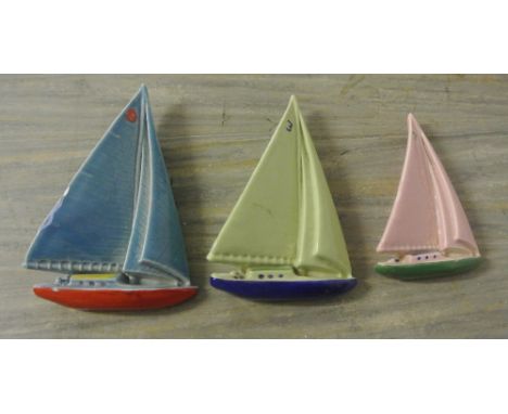 IRISH WADE - A set of 3 Irish Wade Yachts/ Boats, one with some damage to the edge.