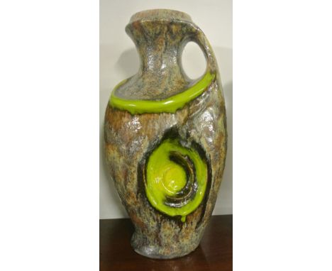 VINTAGE/ CERAMIC - A large fat lava vase with no visible makers mark, pattern number 2/ 45, measuring 45cm tall.