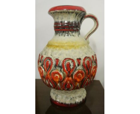 CERAMIC/ VINTAGE - A small German fat lava ceramic jug, measuring 22cm tall.