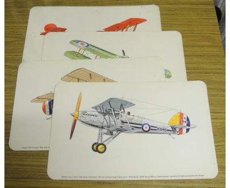 AVIATION/ PRINTS - A collection of 4 vintage prints of illustrations by Battersby showing various planes, including a Hawker 