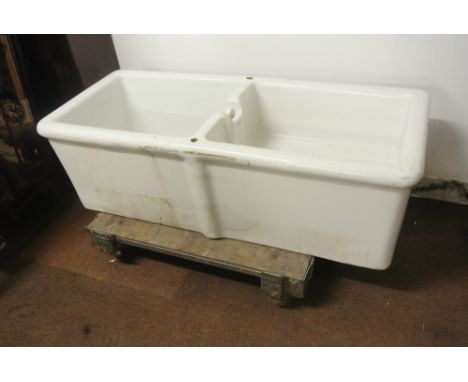 ANTIQUE/ INDUSTRIAL - A large Armitage Shanks 'Fereneze' double Belfast sink, once belonging to the Northern Counties Hotel o