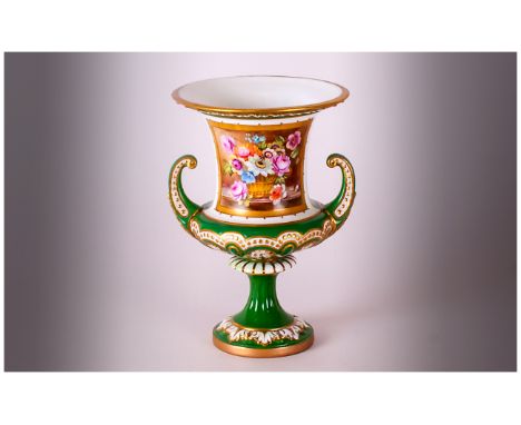 Royal Worcester Hand Painted and Signed Two Handle Urn Shaped Vase, floral still Life. Signed E Phillip[s. Date 1915. Height 