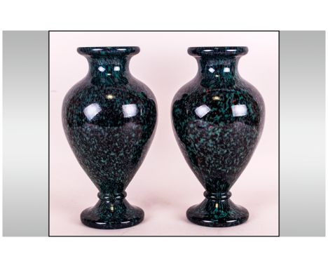 Pair of Amethyst  Mottled Glass Vases of baluster shape, 1930,s. 12 inches high.