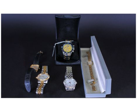 5 Quartz Fashion Watches To Include Geneva, Timex, Rotary Etc.