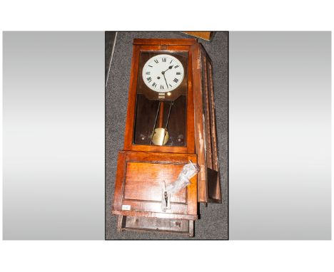 1930's Gledhill Type Oak Cased Works / Factory Clocking In and Out Clock, WIth a White Enamel Dial and Glazed Front, With a T