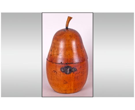 A George III Pearwood, Pear Shaped Tea Caddy c 1790. With original lock and escutcheon. Includes key. In good condition.
