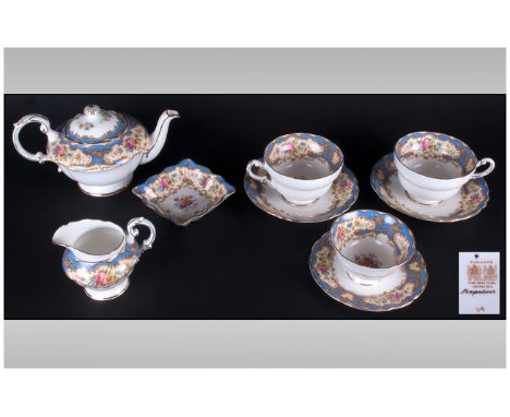 Paragon Part Tea Set comprising 2 cups & saucers, pin trays, sugar bowl, cream jug & tea pot (9)