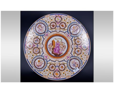 Rennaissance Style  'St Cecilia Charger, the large circular platter showing St Cecilia the parton saint of musicians, playing
