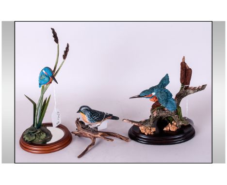 Three Ceramic Bird Figures, 2 on plinths. Various heights.
