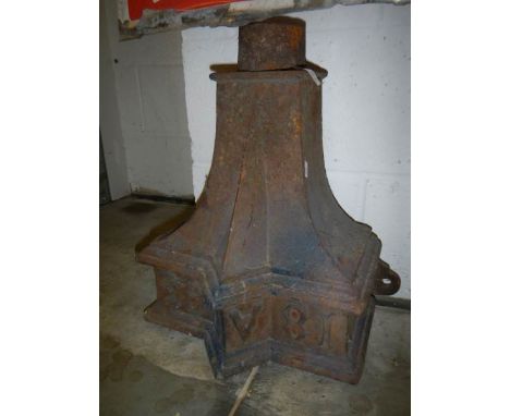 A mid Victorian cast iron water hopper, dated 1863.