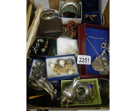 A large tray of excellent costume jewellery including silver and rings