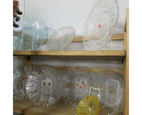 4 1887 Victorian Jubilee glass plates, a Gladstone glass plate, a Roberts Pretoria glass plate and a Grand Anzac tour glass p