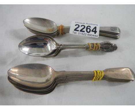 3 sets of 6 silver spoons, 240 grams.