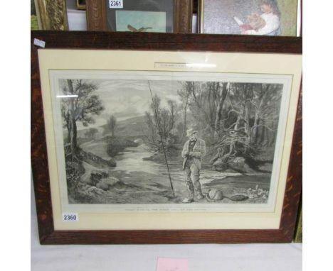 A framed and glazed print entitled Trout Fishing - The First Catch of the Season.