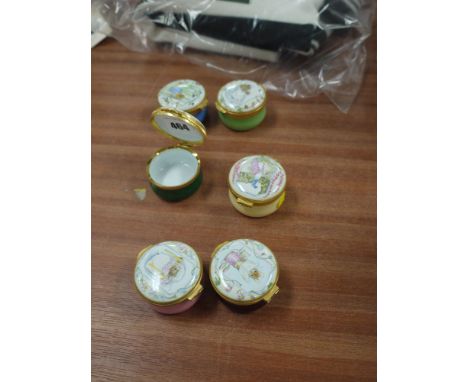 Six modern Crummels enamel patch boxes.