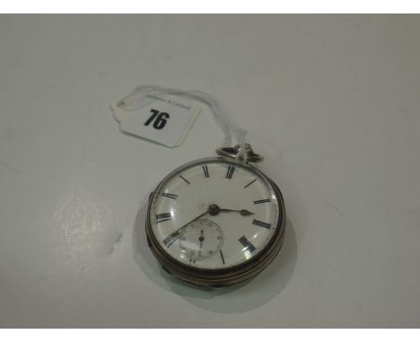 A silver cased open face pocket watch, white enamel roman dial with subsidiary seconds aperture, fitted a movement by William