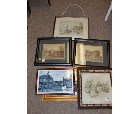 A 19th Century sepia study, "Ventrior, Isle Of Wight" by J. Morris, signed, inscribed and dated 1854; together with sundry ph