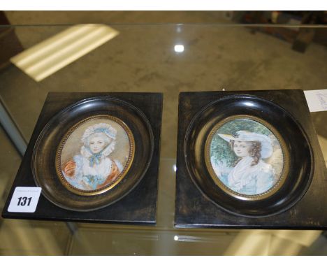 Two miniature portraits: Lady Lavinia Bingham, later Lady Spencer, wife of George John Spencer - after Sir. Joshua Reynolds, 