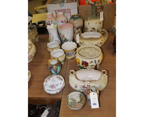 A collection of miscellaneous decorative bowls and vases, some Austrian; a damaged Crown Devon 'Mattajade' pattern vase; and 