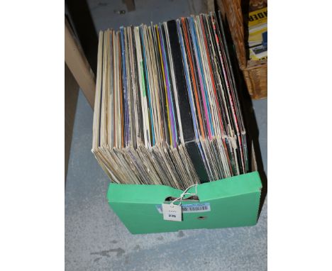 A collection of LP records, mostly popular music by Led Zeppelin, Cream, Beatles, Bob Dylan, Rolling Stones and others; vario