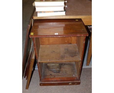 A small 19th Century open bookcase, fitted a single shelf and plinth base.