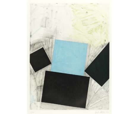 Joel Shapiro (American, born 1941)Untitled (Red Square with Blue); Untitled (Blue Square with Green) Two etchings and aquatin