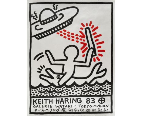 Keith Haring (American, 1958-1990)Galerie Watari Tokyo Offset lithographic poster printed in colours, 1983, on Japanese pearl