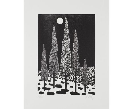 Nicolas Party (Swiss, born 1980)Trees Woodcut printed in black, 2020, on thin wove, signed and numbered 30/100 in pencil, pub