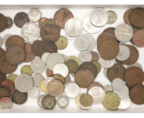 Mixed world coins, 20th century including Irish and some silver. P&amp;P Group 2 (£18+VAT for the first lot and £3+VAT for su