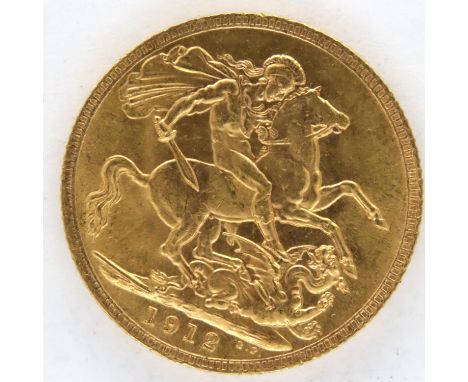 1912 gold sovereign of George V. P&amp;P Group 1 (£14+VAT for the first lot and £1+VAT for subsequent lots) 