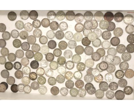 Collection of silver Threepence pieces, combined 188g. P&amp;P Group 1 (£14+VAT for the first lot and £1+VAT for subsequent l