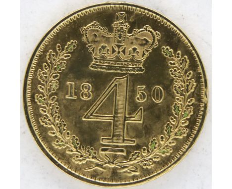 1850 silver gilt Maundy Fourpence of Queen Victoria. P&amp;P Group 1 (£14+VAT for the first lot and £1+VAT for subsequent lot