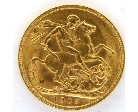 1909 gold sovereign of Edward VII. P&amp;P Group 1 (£14+VAT for the first lot and £1+VAT for subsequent lots) 