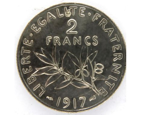 1917 silver French 2 Francs - Liberty verso. P&amp;P Group 1 (£14+VAT for the first lot and £1+VAT for subsequent lots) 
