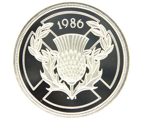 1986 Commonwealth Games silver proof commemorative £2 coin of Elizabeth II, encapsulated, boxed with CoA. P&amp;P Group 1 (£1