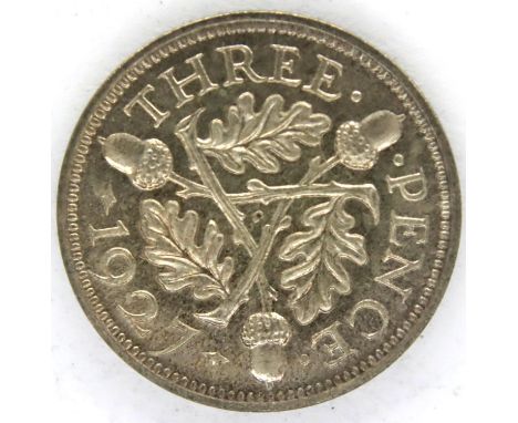 1927 silver proof threepence of George V. P&amp;P Group 1 (£14+VAT for the first lot and £1+VAT for subsequent lots) 