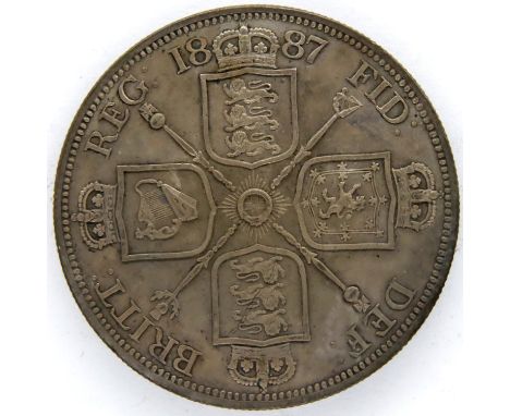 1887 silver Double Florin of Queen Victoria. P&amp;P Group 1 (£14+VAT for the first lot and £1+VAT for subsequent lots) 